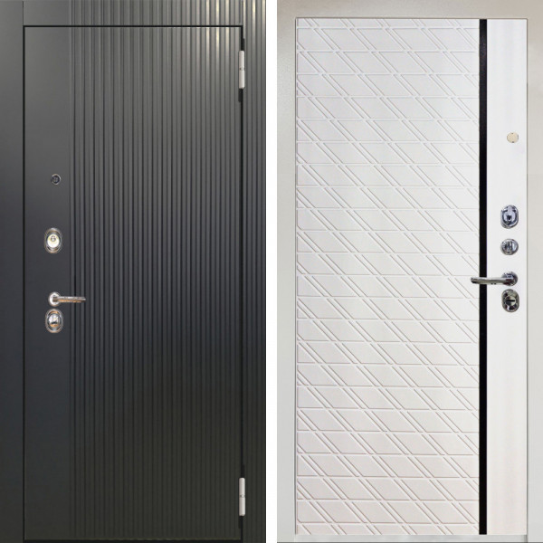Входная дверь Аргус ЛЮКС 3К Снежно-белый Фрейда Черный кварц + Тори Софт милк