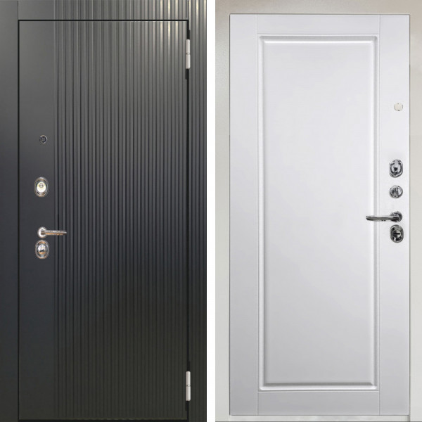 Входная дверь Аргус ЛЮКС 3К Снежно-белый Фрейда Черный кварц + Тревор Софт милк
