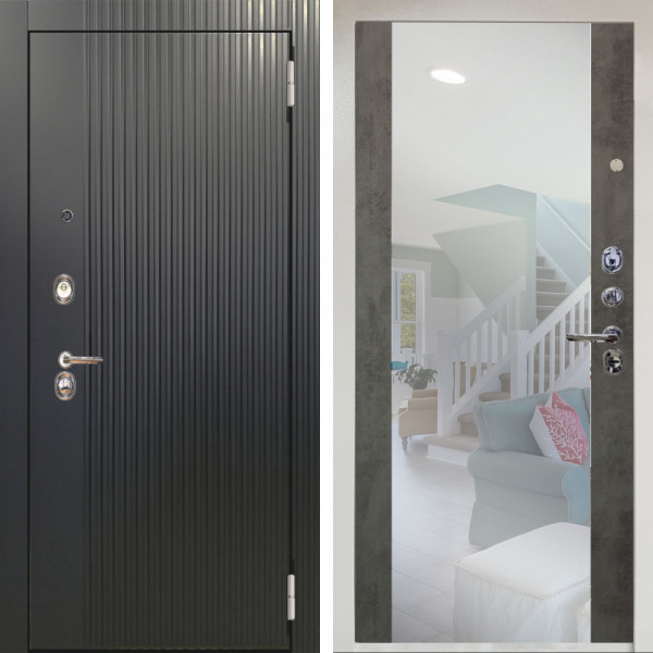 Входная дверь Аргус ЛЮКС 3К Снежно-белый Фрейда Черный кварц + Вояж Светлый бетон