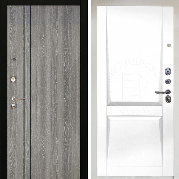 Входная дверь Аргус ЛЮКС 3К Снежно-белый гейджи + Ариана Белая эмаль