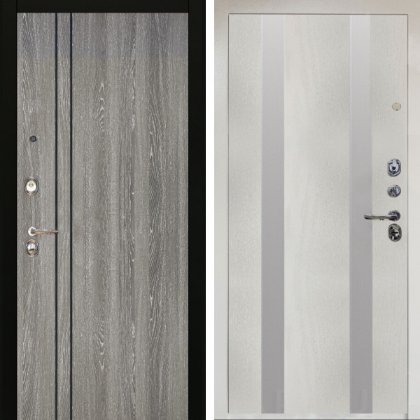 Входная дверь Аргус ЛЮКС 3К Снежно-белый гейджи + Дуэт Белое дерево вставки Изабель