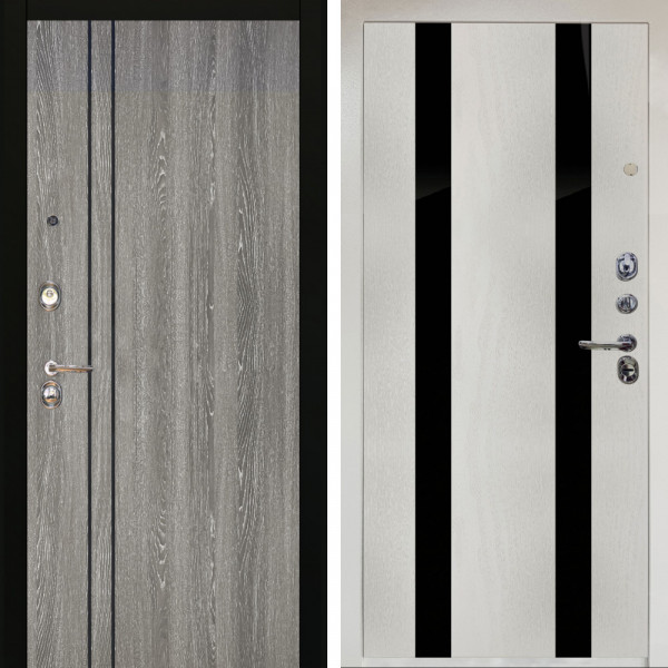 Входная дверь Аргус ЛЮКС 3К Снежно-белый гейджи + Дуэт Белое дерево вставки кензо