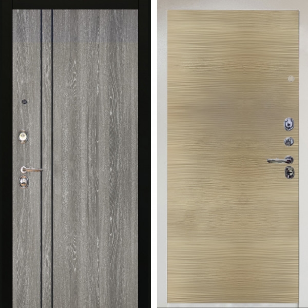 Входная дверь Аргус ЛЮКС 3К Снежно-белый гейджи + Элегант Дорс светлый горизонт