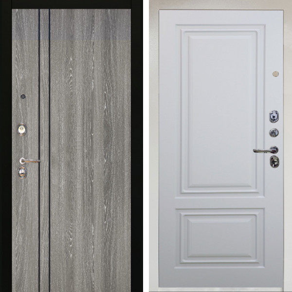 Входная дверь Аргус ЛЮКС 3К Снежно-белый гейджи + Элион Софт милк