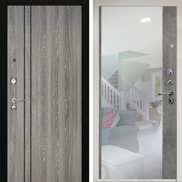 Входная дверь Аргус ЛЮКС 3К Снежно-белый гейджи + Магнум Светлый бетон