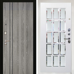 Входная дверь Аргус ЛЮКС 3К Снежно-белый гейджи + Мэрелин Софт милк с фацетом и пескоструем