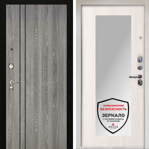 Входная дверь Аргус ЛЮКС 3К Снежно-белый гейджи + Милли Ларче светлый