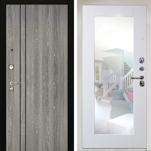 Входная дверь Аргус ЛЮКС 3К Снежно-белый гейджи + Милли Роял вуд белый