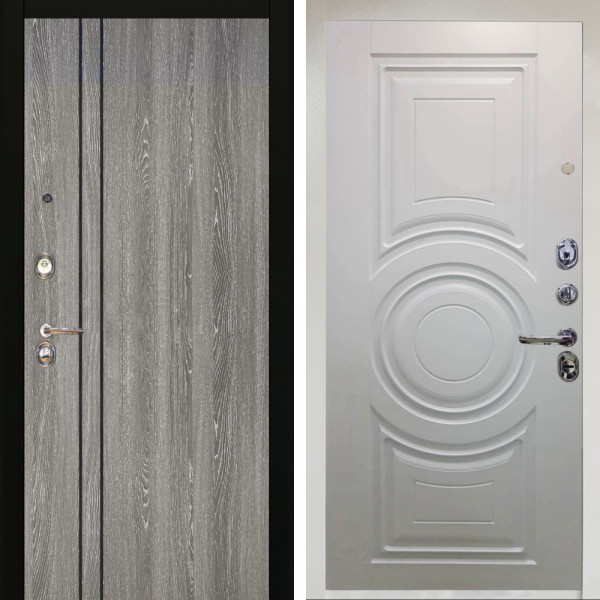 Входная дверь Аргус ЛЮКС 3К Снежно-белый гейджи + Могадиш Софт милк