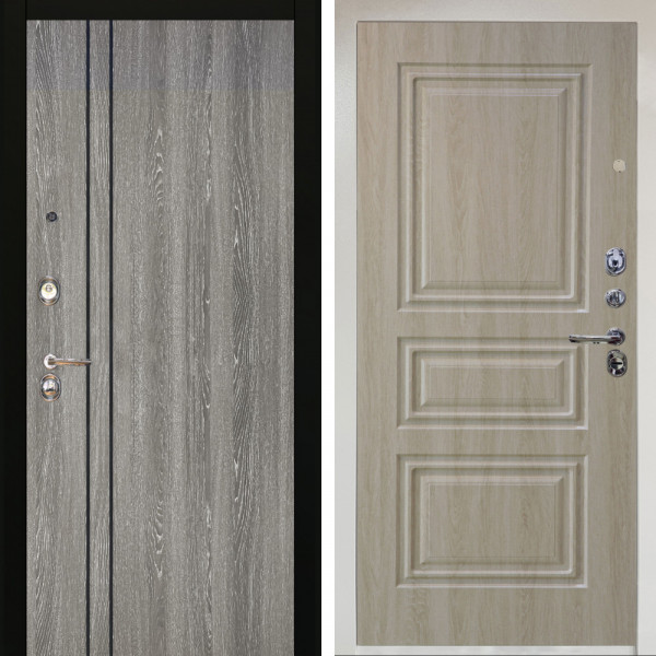 Входная дверь Аргус ЛЮКС 3К Снежно-белый гейджи + Скиф Дуб филадельфия крем