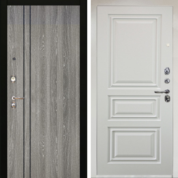 Входная дверь Аргус ЛЮКС 3К Снежно-белый гейджи + Скиф Софт милк