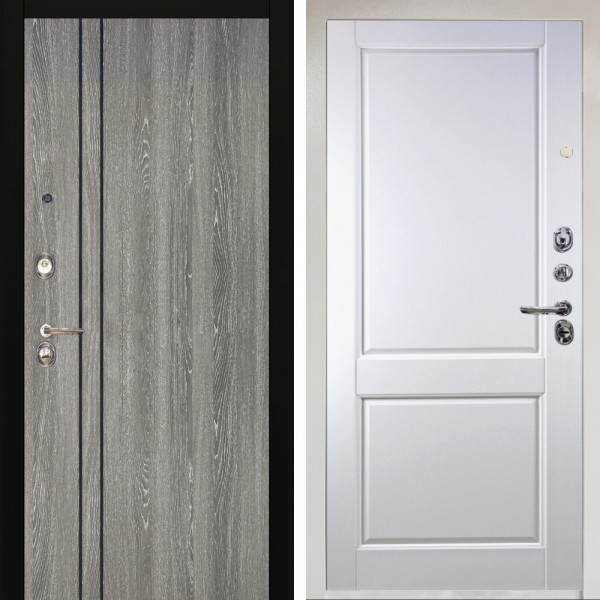 Входная дверь Аргус ЛЮКС 3К Снежно-белый гейджи + Соренто Белая эмаль