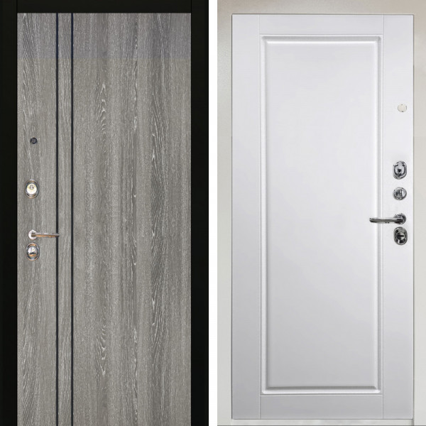 Входная дверь Аргус ЛЮКС 3К Снежно-белый гейджи + Тревор Софт милк