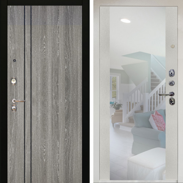 Входная дверь Аргус ЛЮКС 3К Снежно-белый гейджи + Вояж Белое дерево