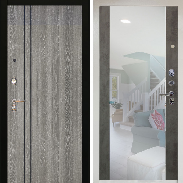 Входная дверь Аргус ЛЮКС 3К Снежно-белый гейджи + Вояж Светлый бетон