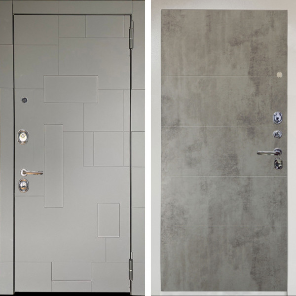 Входная дверь Аргус ЛЮКС 3К Снежно-белый Корсо Силк флай + Агат Светлый бетон