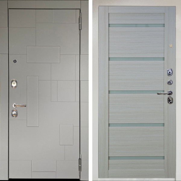 Входная дверь Аргус ЛЮКС 3К Снежно-белый Корсо Силк флай + Александра Белая лиственница