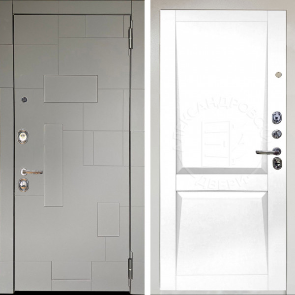 Входная дверь Аргус ЛЮКС 3К Снежно-белый Корсо Силк флай + Ариана Белая эмаль