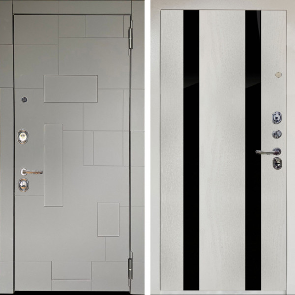 Входная дверь Аргус ЛЮКС 3К Снежно-белый Корсо Силк флай + Дуэт Белое дерево вставки кензо