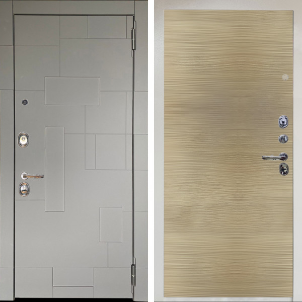 Входная дверь Аргус ЛЮКС 3К Снежно-белый Корсо Силк флай + Элегант Дорс светлый горизонт