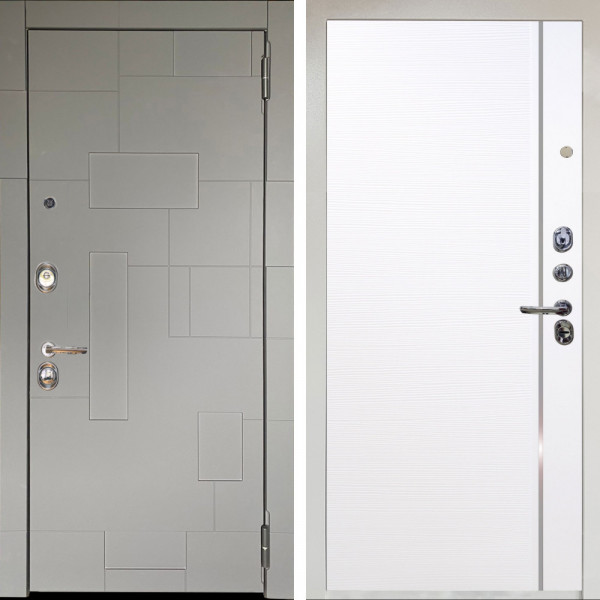 Входная дверь Аргус ЛЮКС 3К Снежно-белый Корсо Силк флай + Гауда Роял Вуд Белый