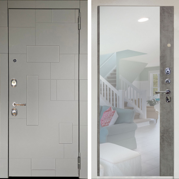 Входная дверь Аргус ЛЮКС 3К Снежно-белый Корсо Силк флай + Магнум Светлый бетон