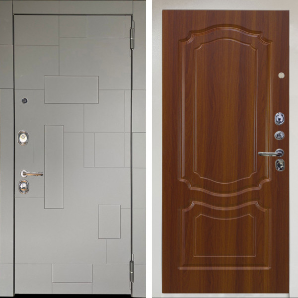 Входная дверь Аргус ЛЮКС 3К Снежно-белый Корсо Силк флай + Мишель Дуб рустикальный