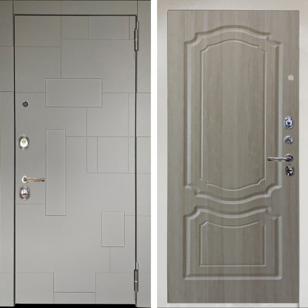 Входная дверь Аргус ЛЮКС 3К Снежно-белый Корсо Силк флай + Мишель Ларче светлый