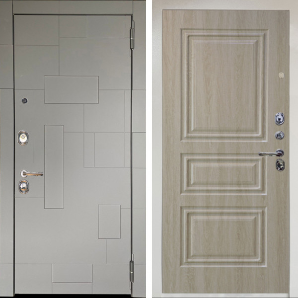 Входная дверь Аргус ЛЮКС 3К Снежно-белый Корсо Силк флай + Скиф Дуб филадельфия крем