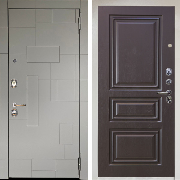 Входная дверь Аргус ЛЮКС 3К Снежно-белый Корсо Силк флай + Скиф Горький шоколад