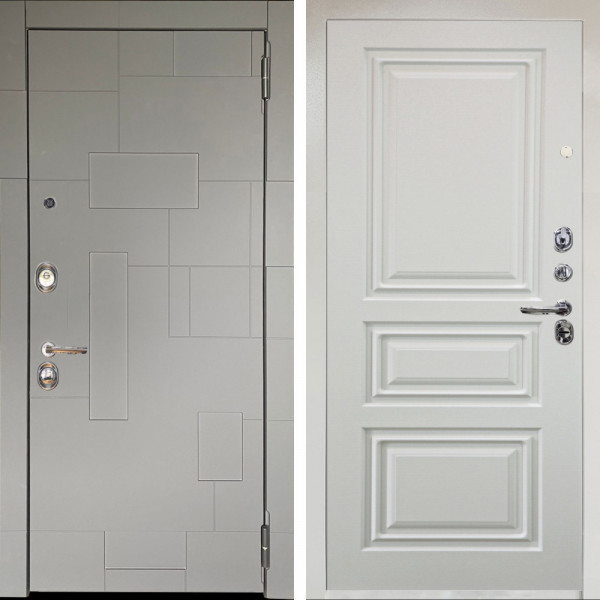 Входная дверь Аргус ЛЮКС 3К Снежно-белый Корсо Силк флай + Скиф Софт милк