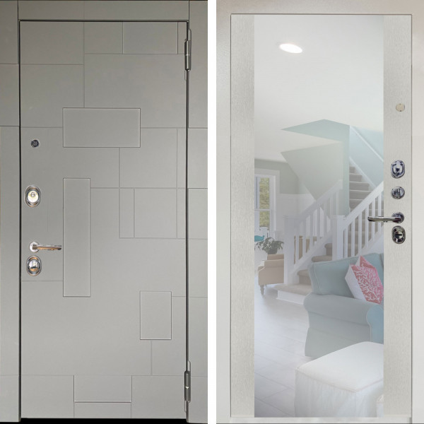 Входная дверь Аргус ЛЮКС 3К Снежно-белый Корсо Силк флай + Вояж Белое дерево