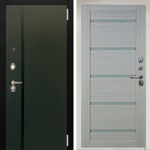 Входная дверь Аргус ЛЮКС 3К Снежно-белый ланцет люкс 3к + Александра Белая лиственница