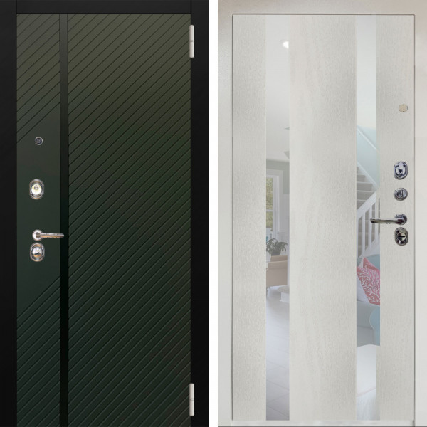 Входная дверь Аргус ЛЮКС 3К Снежно-белый ланцет люкс 3к + Дуэт Белое дерево вставки Николь