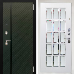 Входная дверь Аргус ЛЮКС 3К Снежно-белый ланцет люкс 3к + Мэрелин Софт милк с фацетом и пескоструем