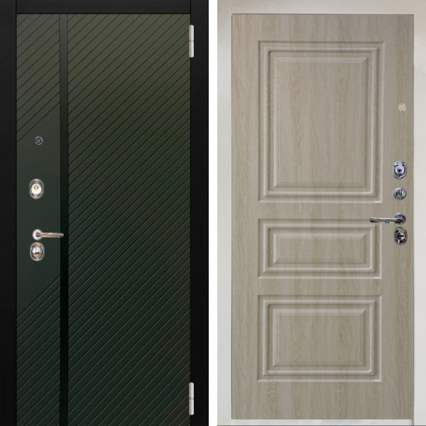 Входная дверь Аргус ЛЮКС 3К Снежно-белый ланцет люкс 3к + Скиф Дуб филадельфия крем