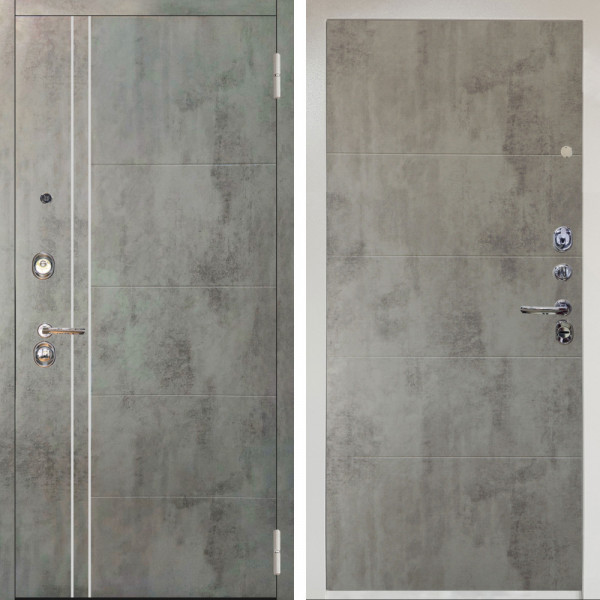 Входная дверь Аргус ЛЮКС 3К Снежно-белый Лофт Темный бетон + Агат Светлый бетон