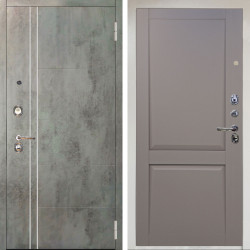 Входная дверь Аргус ЛЮКС 3К Снежно-белый Лофт Темный бетон + Ариана Серая эмаль