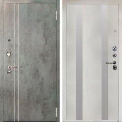 Входная дверь Аргус ЛЮКС 3К Снежно-белый Лофт Темный бетон + Дуэт Белое дерево вставки Изабель