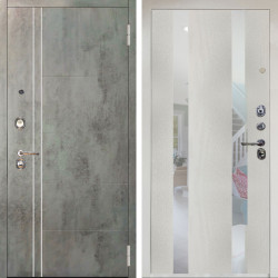 Входная дверь Аргус ЛЮКС 3К Снежно-белый Лофт Темный бетон + Дуэт Белое дерево вставки Николь