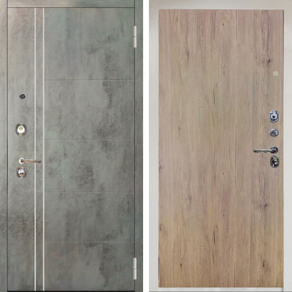 Входная дверь Аргус ЛЮКС 3К Снежно-белый Лофт Темный бетон + Элегант Рустик соломенный