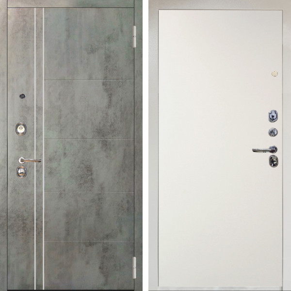 Входная дверь Аргус ЛЮКС 3К Снежно-белый Лофт Темный бетон + Элегант Софт милк