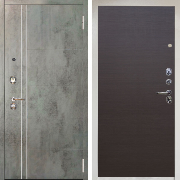 Входная дверь Аргус ЛЮКС 3К Снежно-белый Лофт Темный бетон + Элегант Венге горизонт