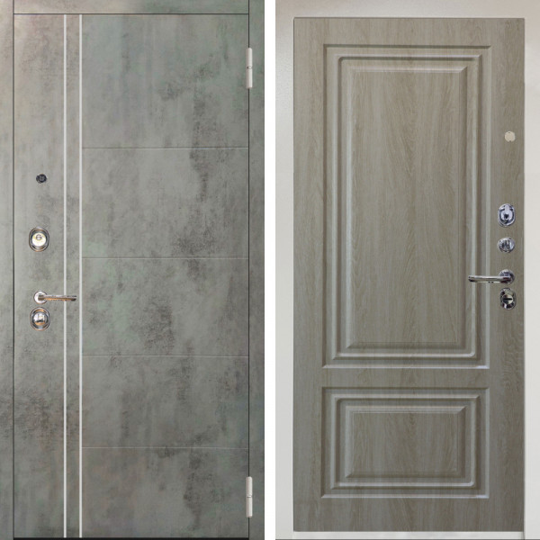 Входная дверь Аргус ЛЮКС 3К Снежно-белый Лофт Темный бетон + Элион Дуб филадельфия крем