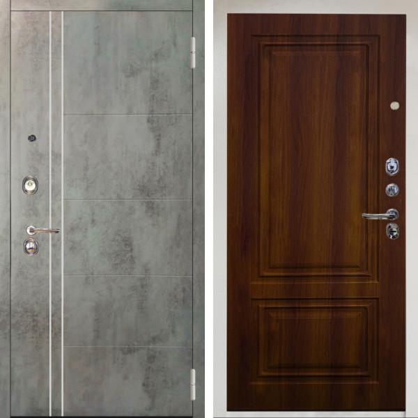 Входная дверь Аргус ЛЮКС 3К Снежно-белый Лофт Темный бетон + Элион дуб рустикальный