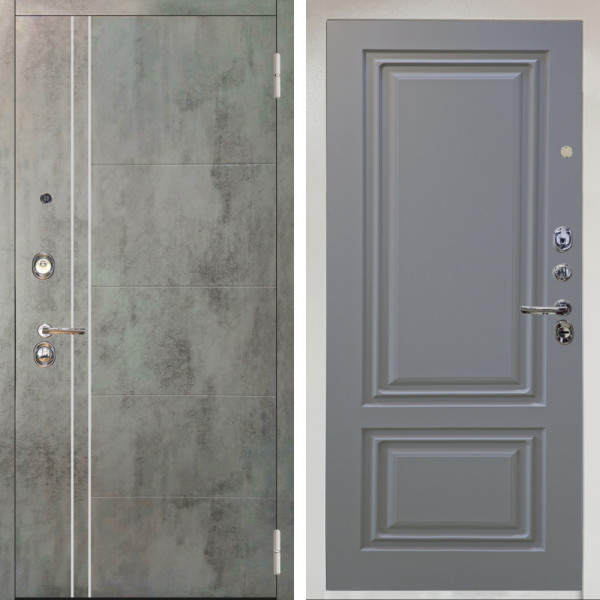 Входная дверь Аргус ЛЮКС 3К Снежно-белый Лофт Темный бетон + Элион Силк маус