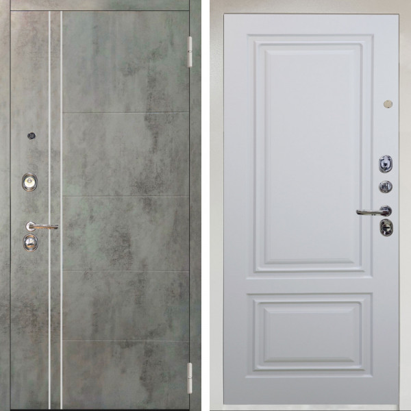 Входная дверь Аргус ЛЮКС 3К Снежно-белый Лофт Темный бетон + Элион Софт милк