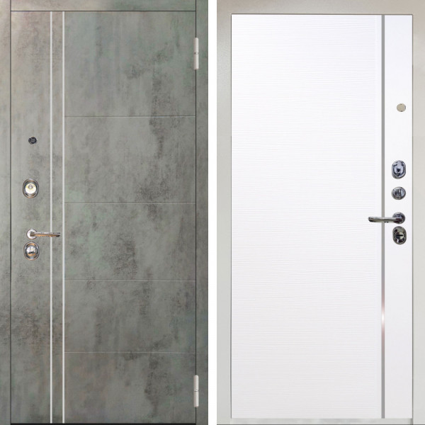 Входная дверь Аргус ЛЮКС 3К Снежно-белый Лофт Темный бетон + Гауда Роял Вуд Белый