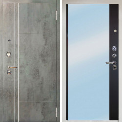 Входная дверь Аргус ЛЮКС 3К Снежно-белый Лофт Темный бетон + Магнум Черный софт