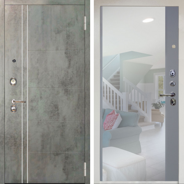 Входная дверь Аргус ЛЮКС 3К Снежно-белый Лофт Темный бетон + Магнум Силк маус